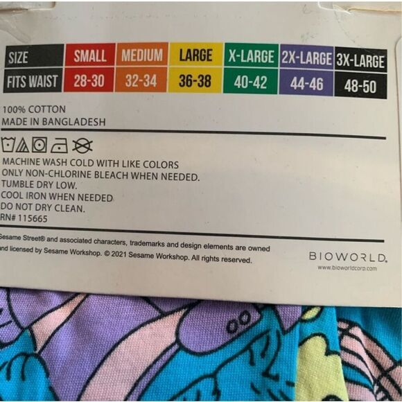 NWT SESAME STREET‎ Pajama Pants Men’s Women’s Unisex XL Blue Drawstring Big Bird - Picture 6 of 13